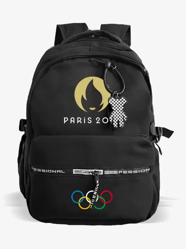 2024 Paris Black Unisex Casual Backpack