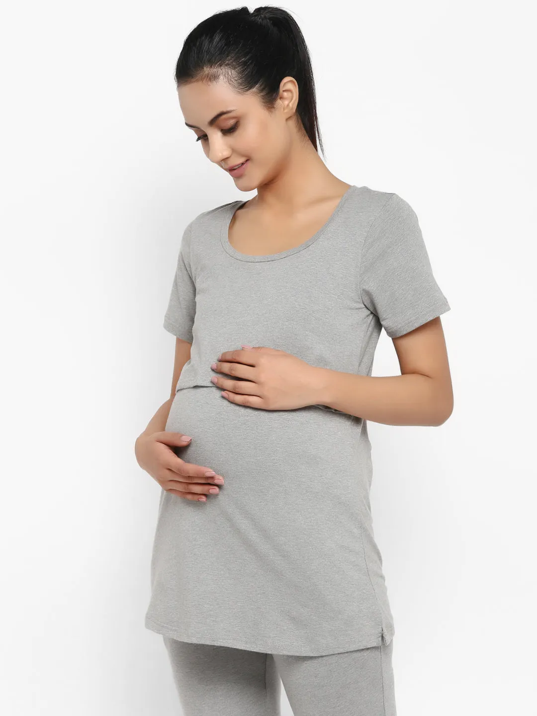 2pc. Maternity Overbelly Leggings + Feeding T-Shirt