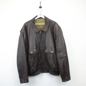 90s Leather Aviator Jacket Brown | XL