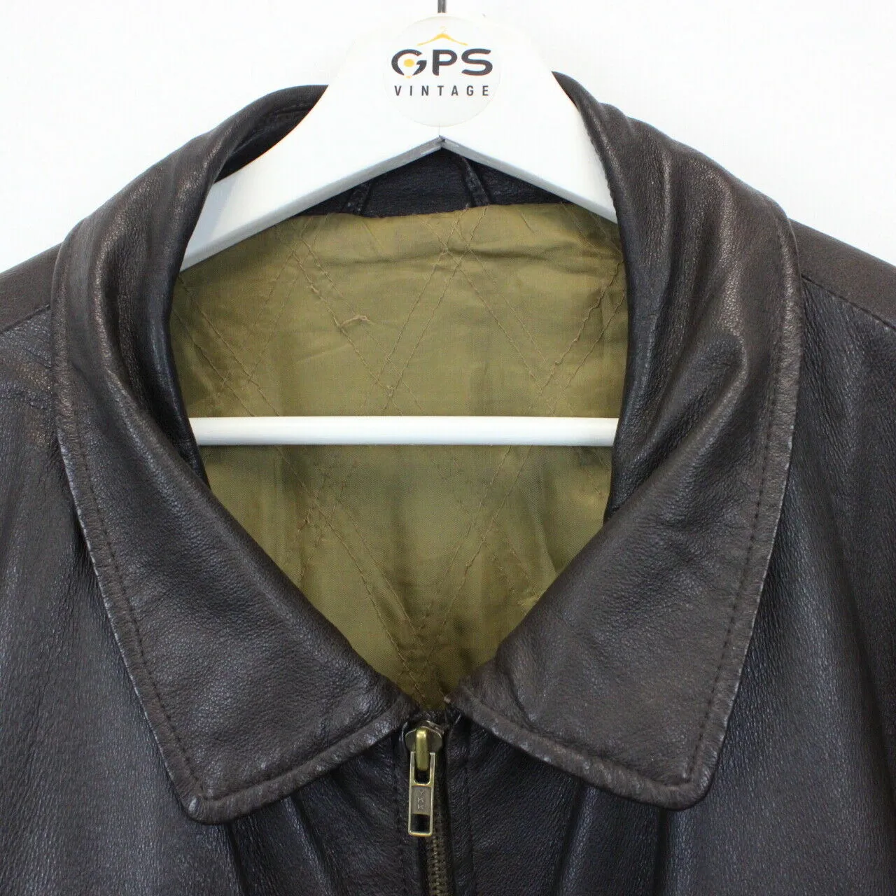 90s Leather Aviator Jacket Brown | XL