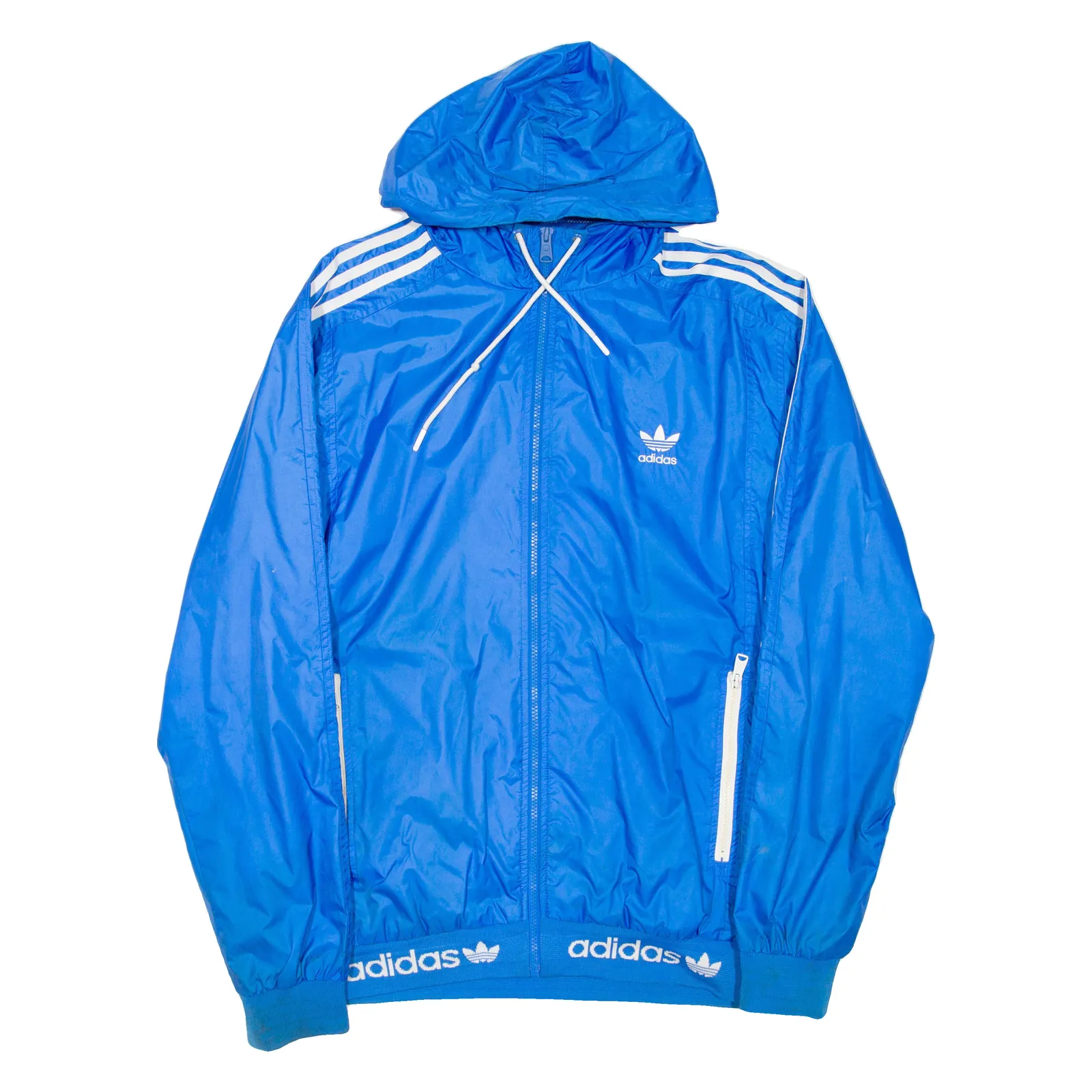 ADIDAS Mens Rain Jacket Blue Hooded XL