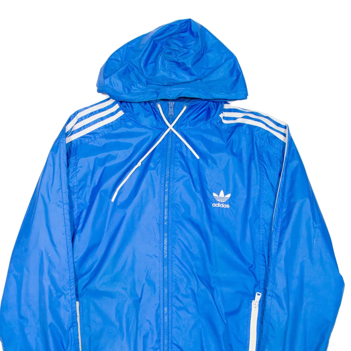 ADIDAS Mens Rain Jacket Blue Hooded XL