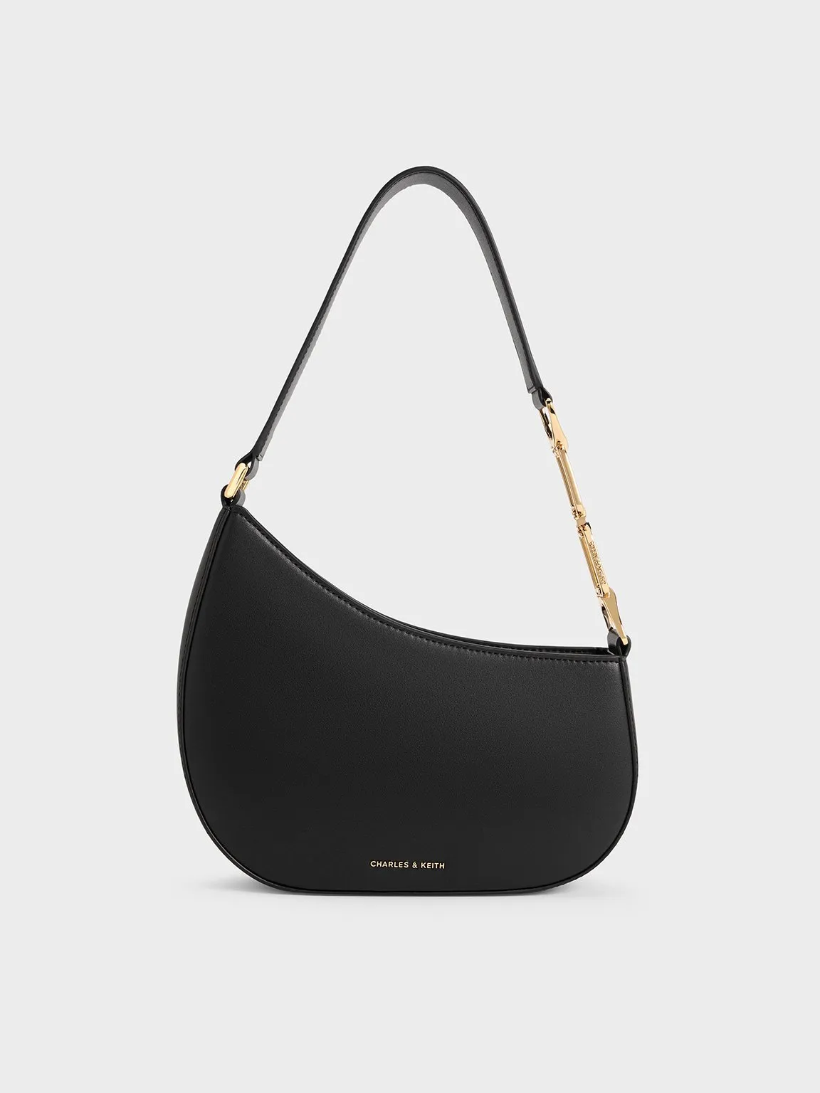 Agatha Chain-Accent Shoulder Bag - Black