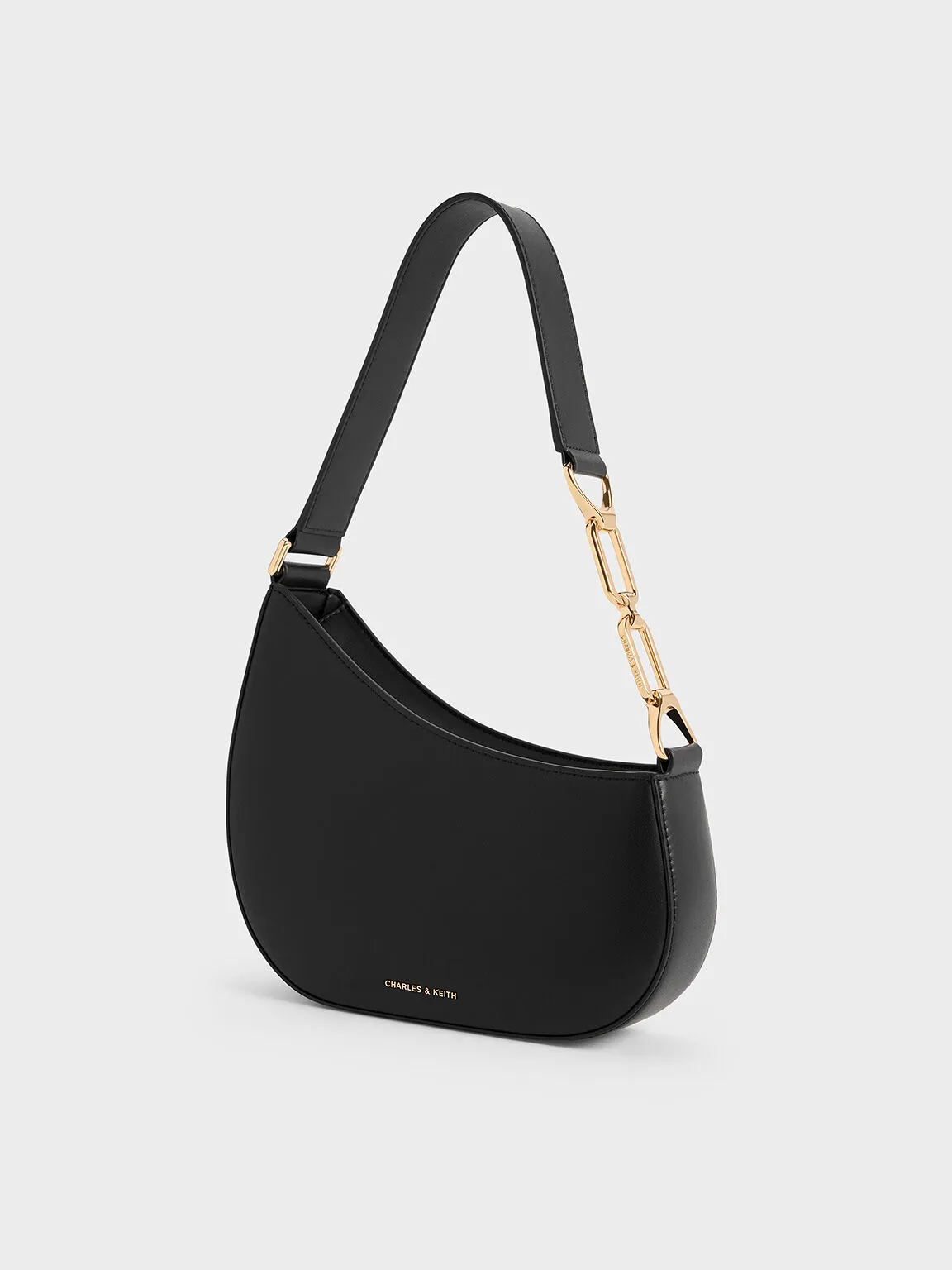 Agatha Chain-Accent Shoulder Bag - Black