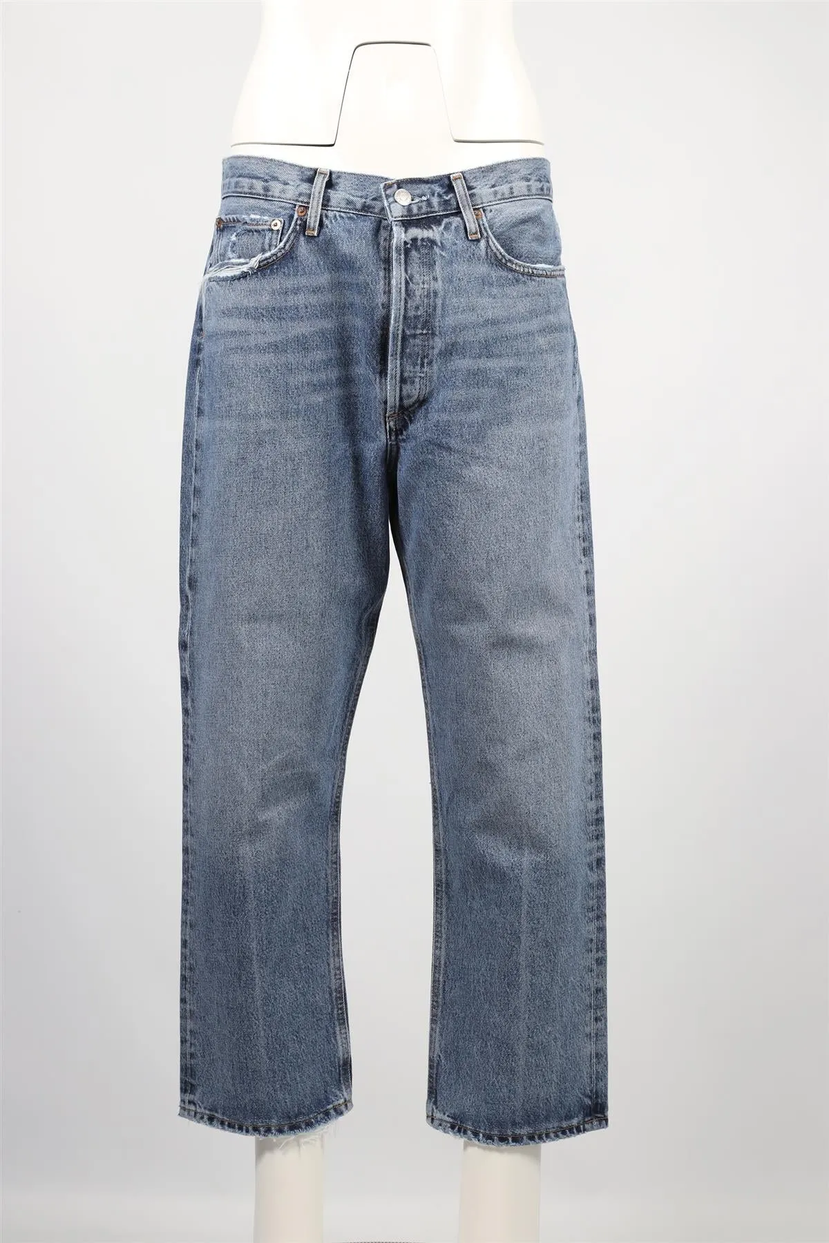 AGOLDE BLUE MID RISE STRAIGHT LEG JEANS W29 UK 10-12