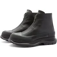 Alexander McQueen Men's Tread Sole Zip Boot in Black