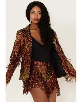 Any Old Iron Women's Sequins and Fringe Jacket