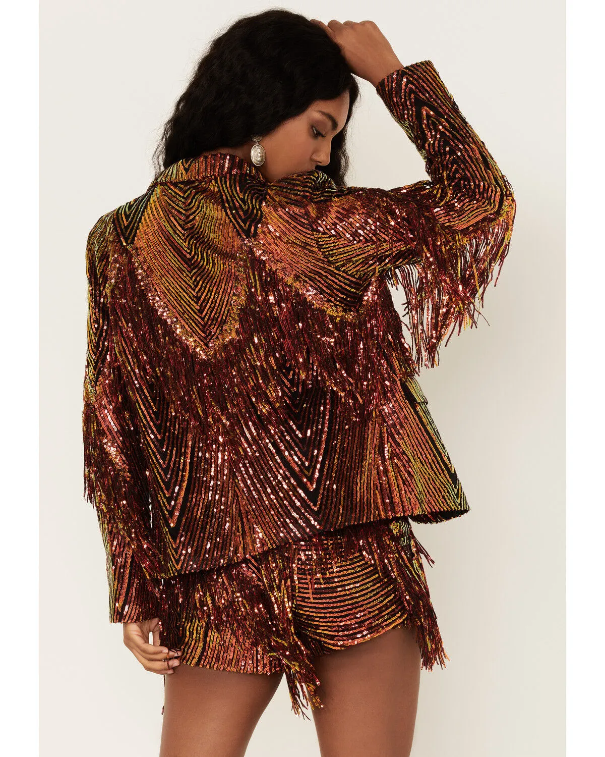 Any Old Iron Women's Sequins and Fringe Jacket