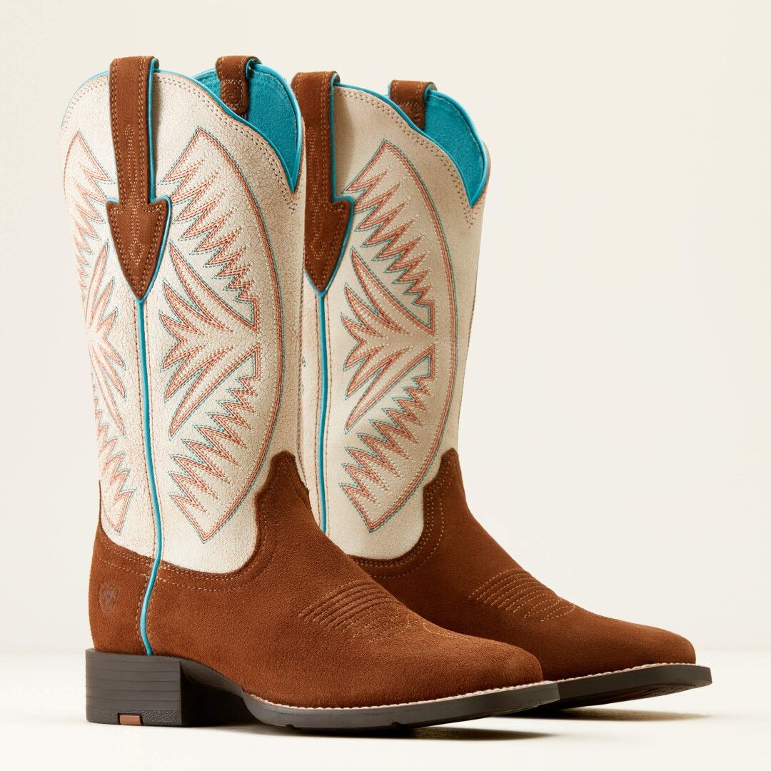 Ariat Women's Round Up Ruidoso Western Boot in Cedar Roughout