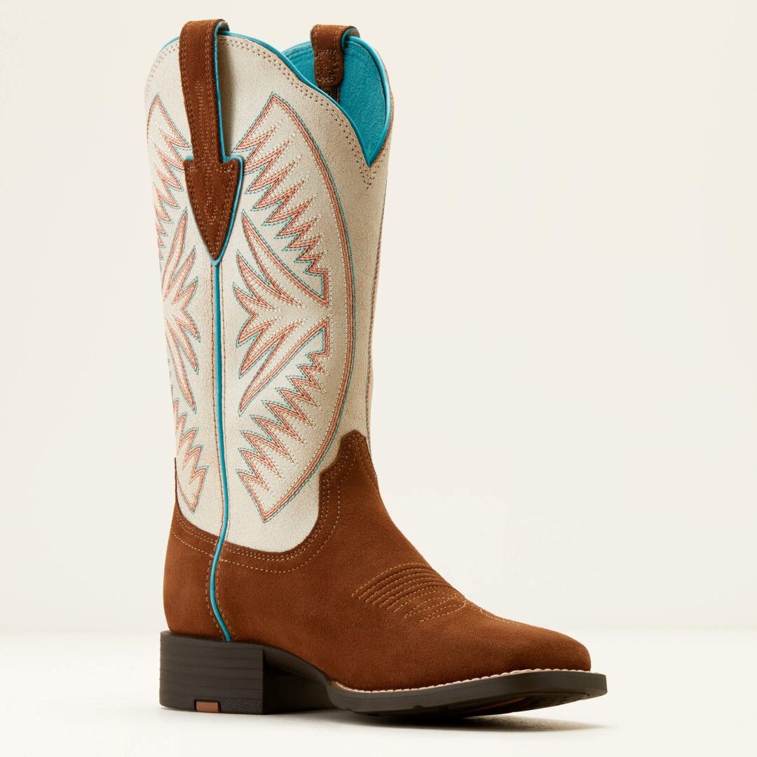 Ariat Women's Round Up Ruidoso Western Boot in Cedar Roughout