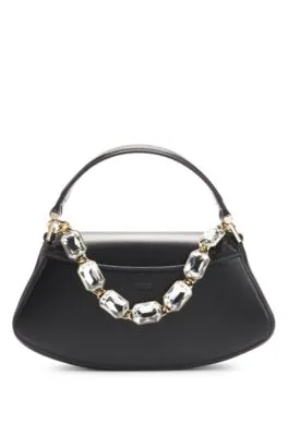 Ariell shoulder bag in matte leather with gemstone strap