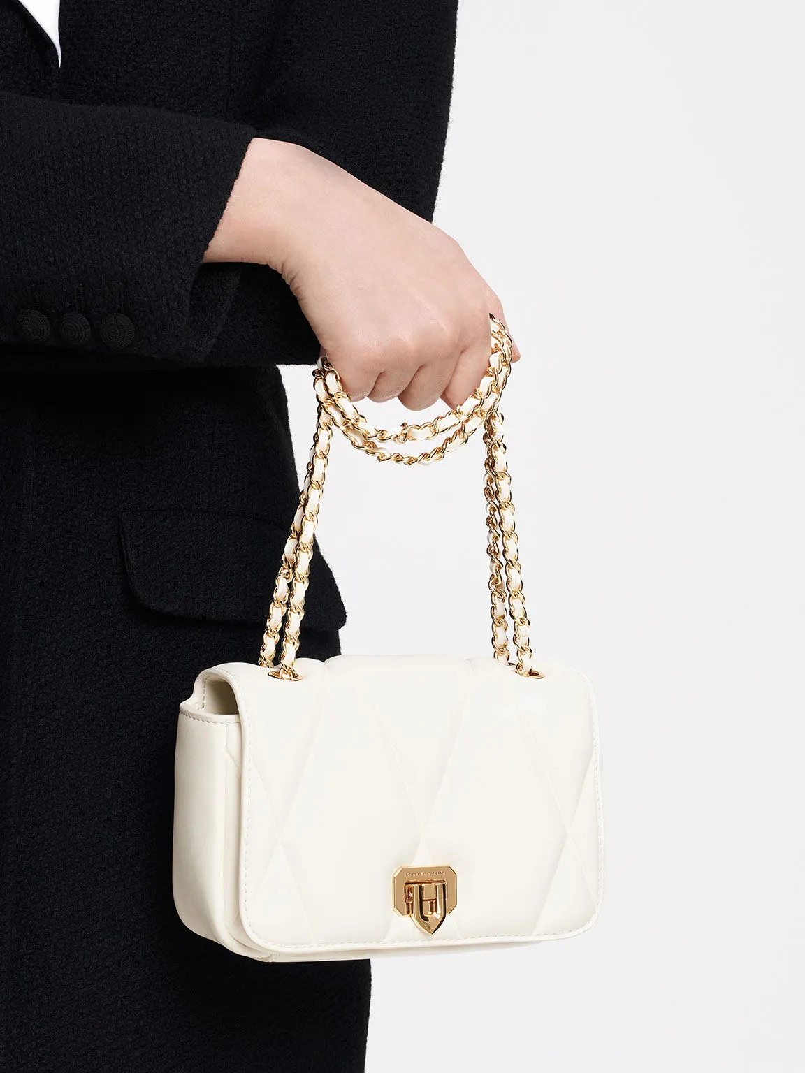 Arwen Quilted Shoulder Bag - White