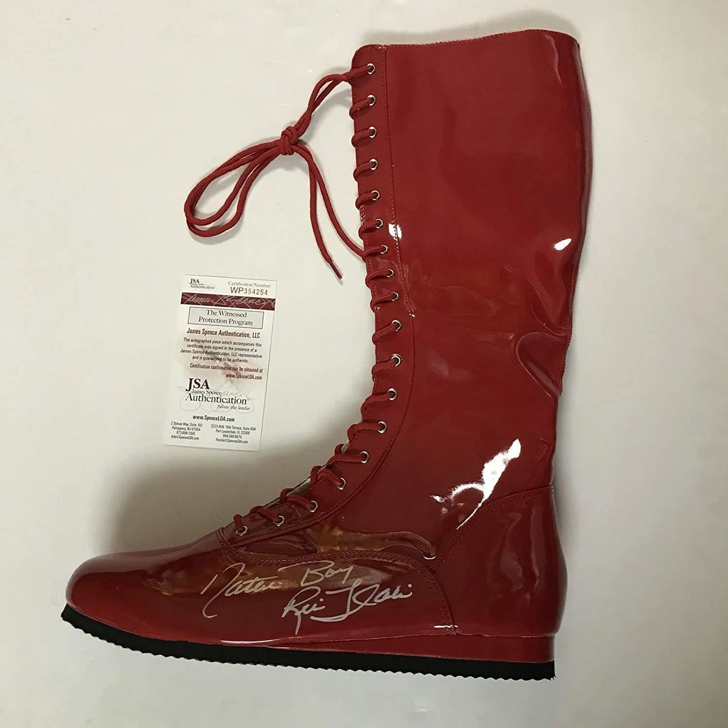 Autographed/Signed Ric FlairNature Boy Red WWE Wrestling Boot/Shoe JSA COA