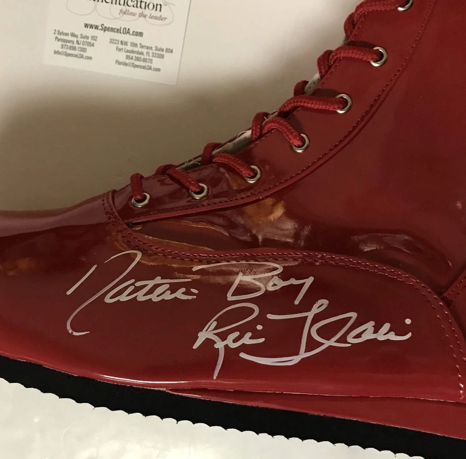 Autographed/Signed Ric FlairNature Boy Red WWE Wrestling Boot/Shoe JSA COA