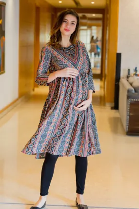 Aztec Striped Maternity & Nursing Dress