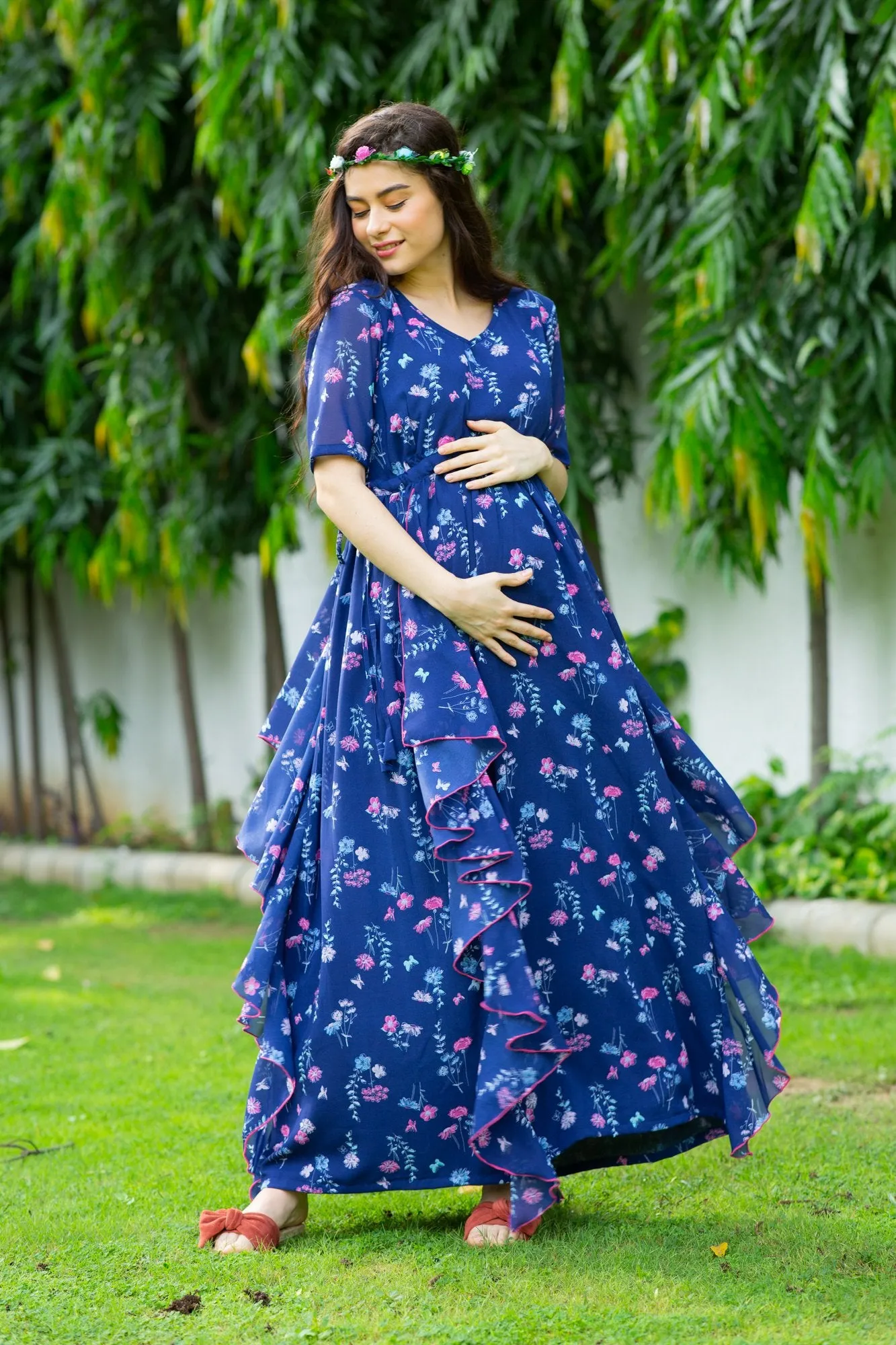 Azure Pink Maternity Flow Dress