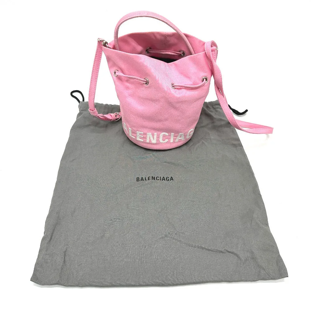 BALENCIAGA Shoulder Bag 619458 Nylon pink Handbag Wheel XS Drawstring Bucket Women