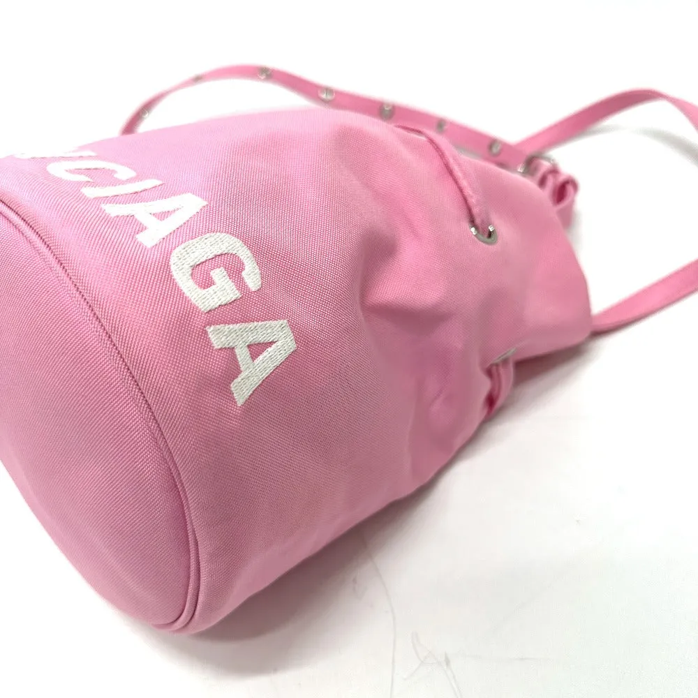 BALENCIAGA Shoulder Bag 619458 Nylon pink Handbag Wheel XS Drawstring Bucket Women