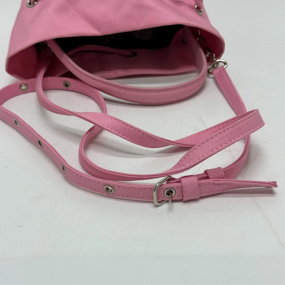 BALENCIAGA Shoulder Bag 619458 Nylon pink Handbag Wheel XS Drawstring Bucket Women