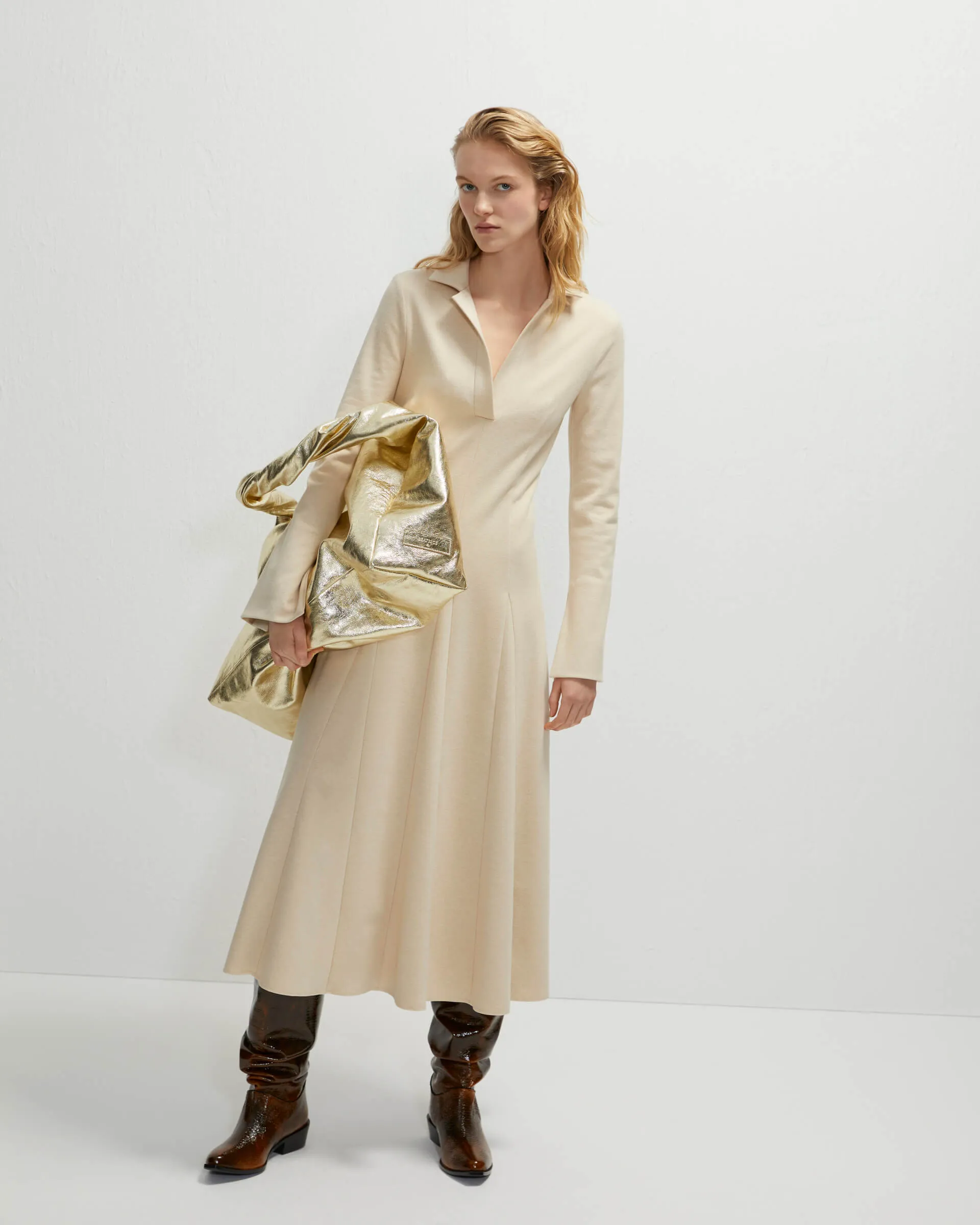 Beatrice B - Fleece dress in Oyster White