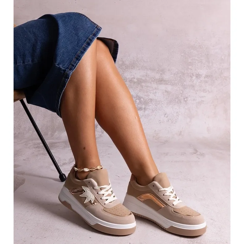 Beige sneakers with a mirror insert from Kollins