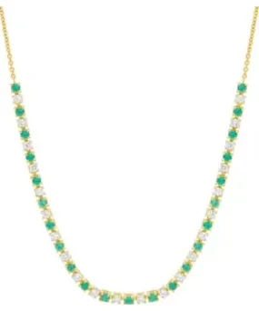 Belk & Co 1/2 ct. t.w. Lab Grown Diamond and Lab Grown Emerald Tennis Necklace in 10K Yellow Gold