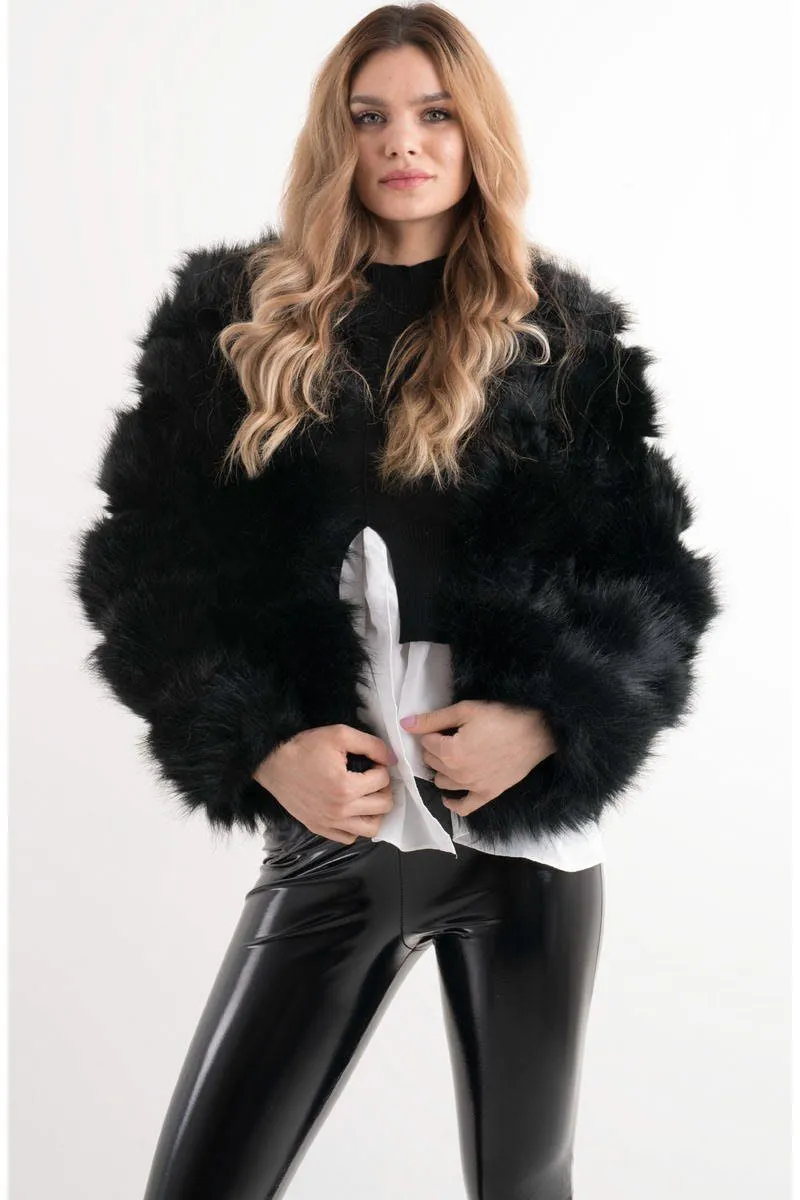 Black Faux Fur Jacket Zara