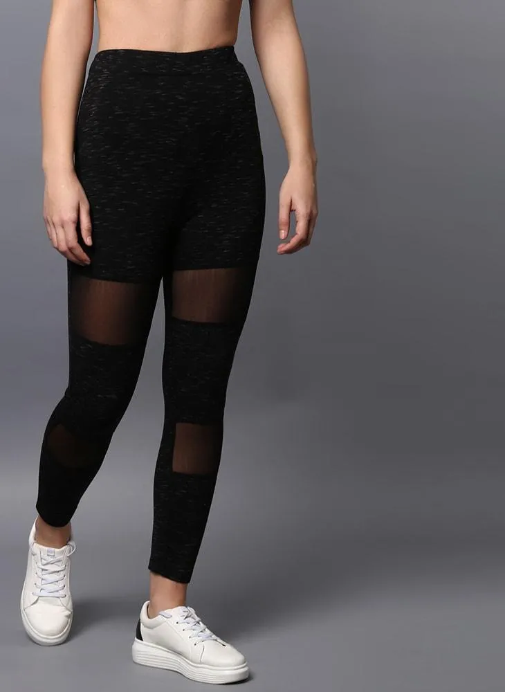 Black Mesh Insert Leggings