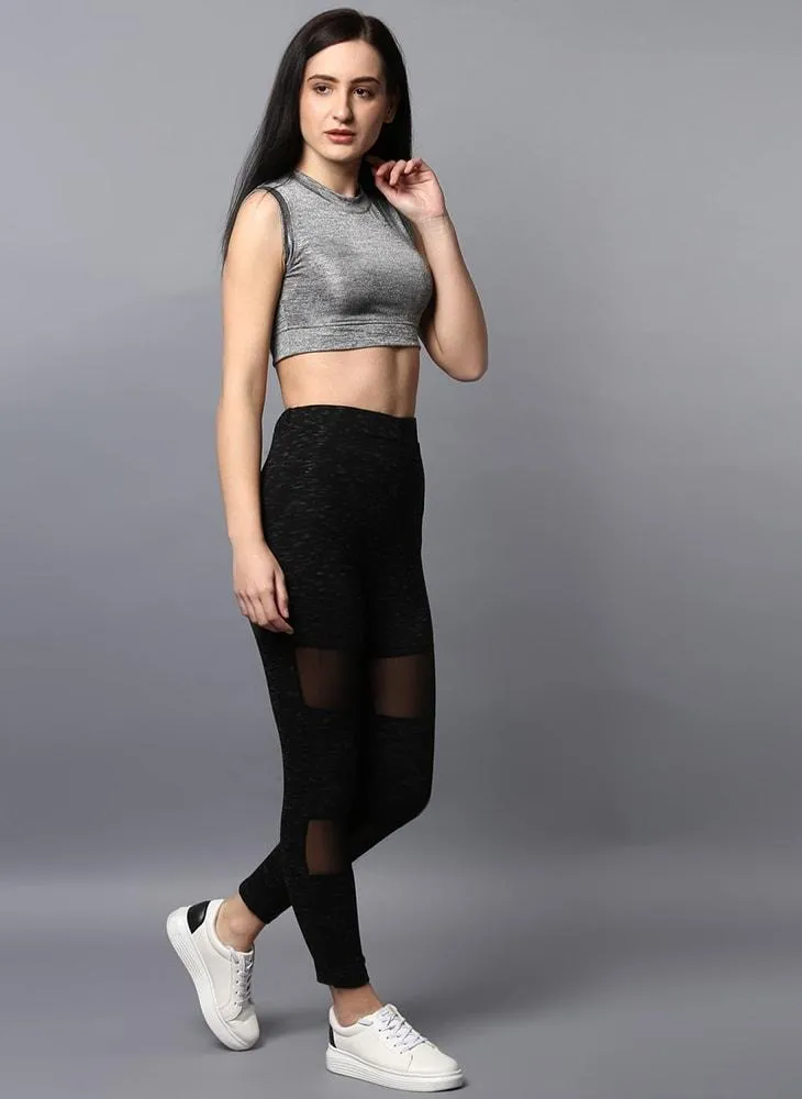 Black Mesh Insert Leggings