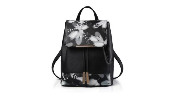 Black Vintage Grey Flowers Floral Gothic Punk Rock Backpack