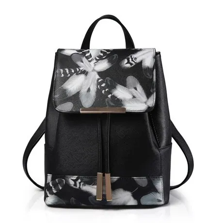 Black Vintage Grey Flowers Floral Gothic Punk Rock Backpack