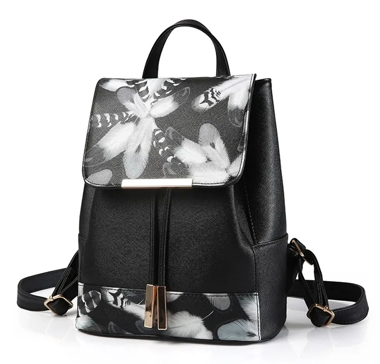 Black Vintage Grey Flowers Floral Gothic Punk Rock Backpack