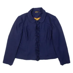 BODEN Frill Womens Jacket Blue Wool UK 22