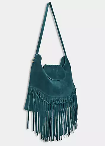 Boho Tassel Trim Premium Suede Shoulder Bag by Joe Browns | Look Again