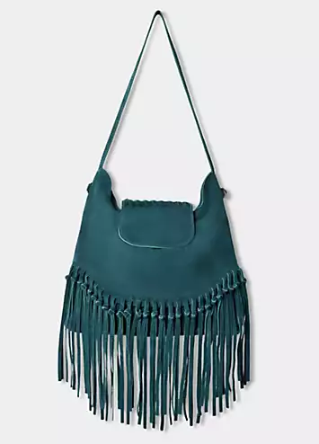 Boho Tassel Trim Premium Suede Shoulder Bag by Joe Browns | Look Again