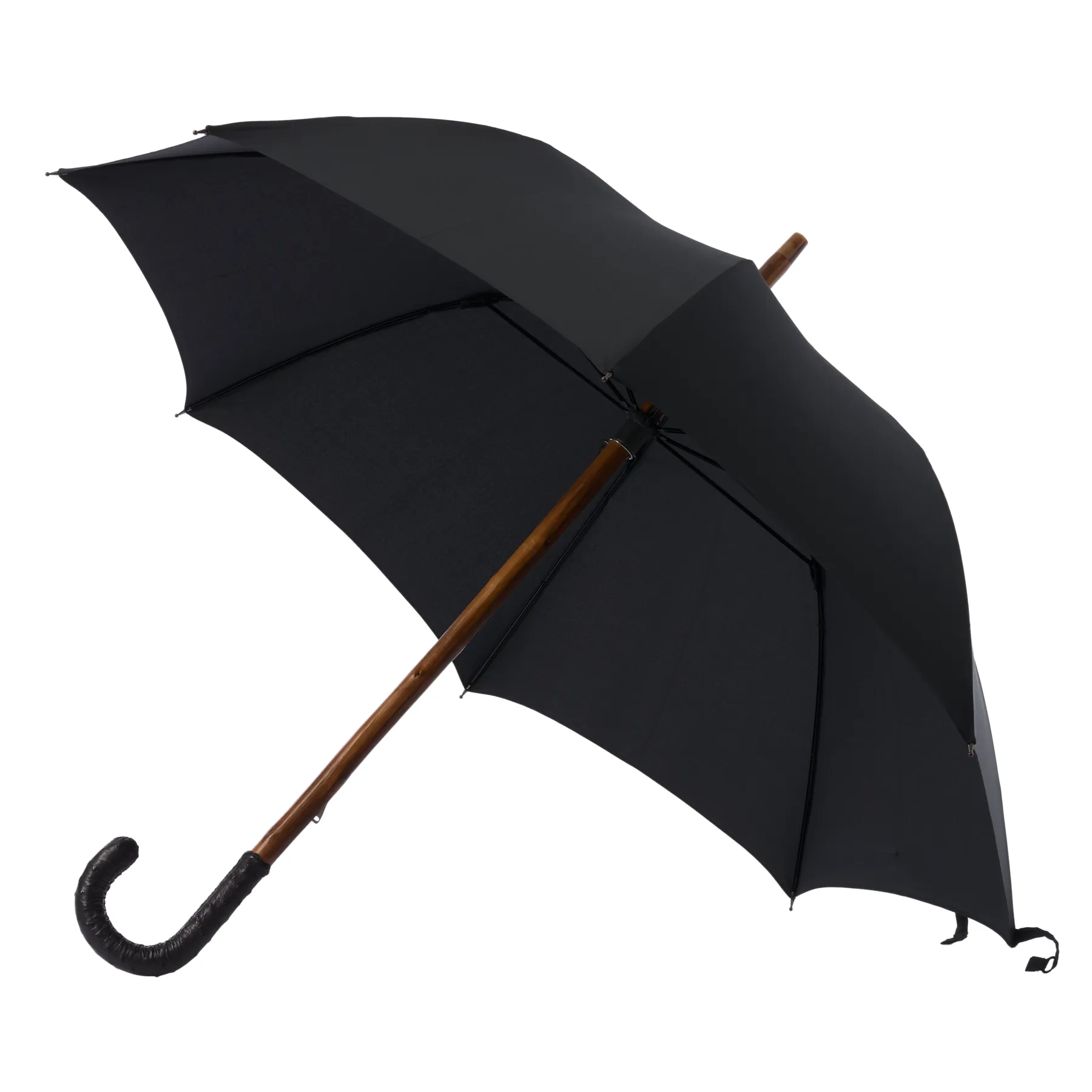  Bontoni Leather-Handle Umbrella in Black