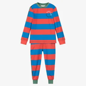 Boys Blue & Red Stripe Thermal Trouser Set