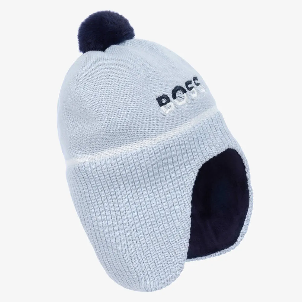 Boys Blue Knitted Pom-Pom Hat