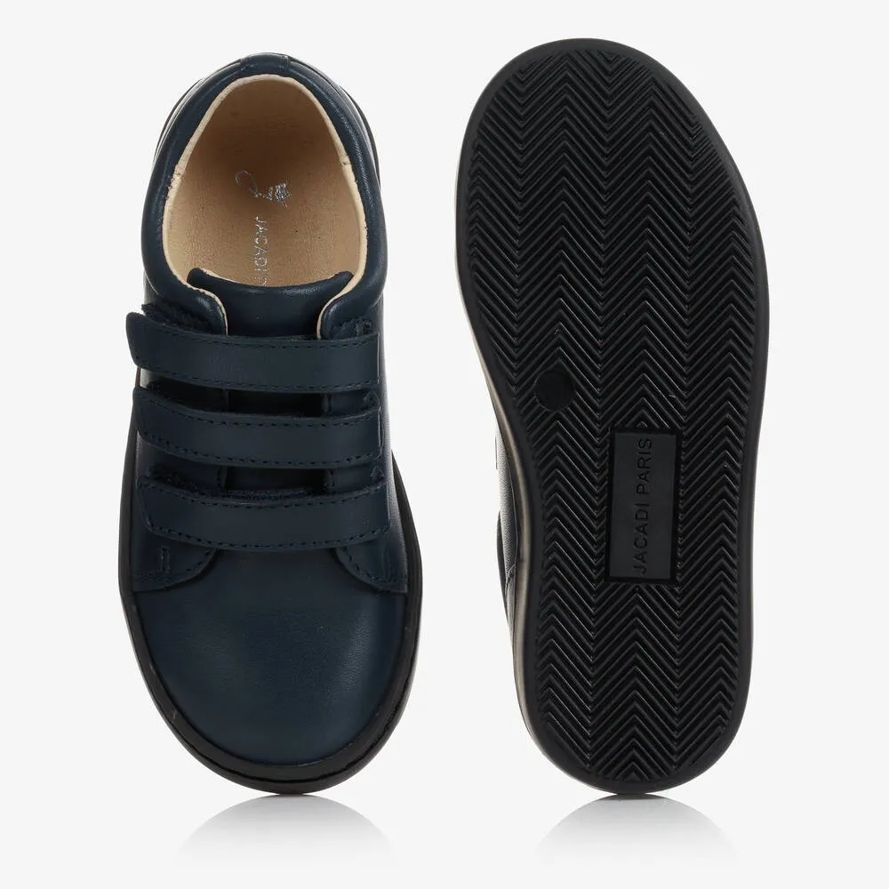 Boys Navy Blue Leather Trainers