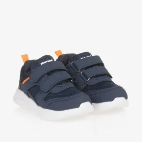 Boys Navy Blue Mesh Velcro Trainers