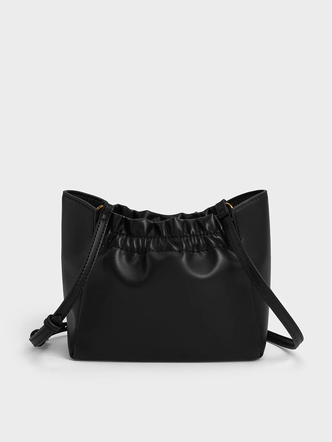 Brigette Ruched Chain-Handle Shoulder Bag - Black