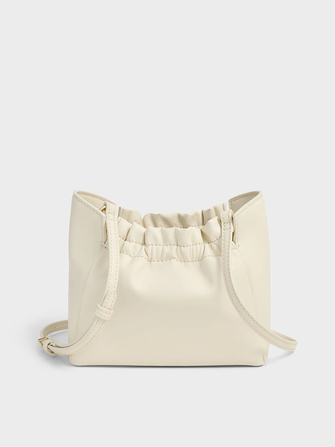 Brigette Ruched Chain-Handle Shoulder Bag - Cream