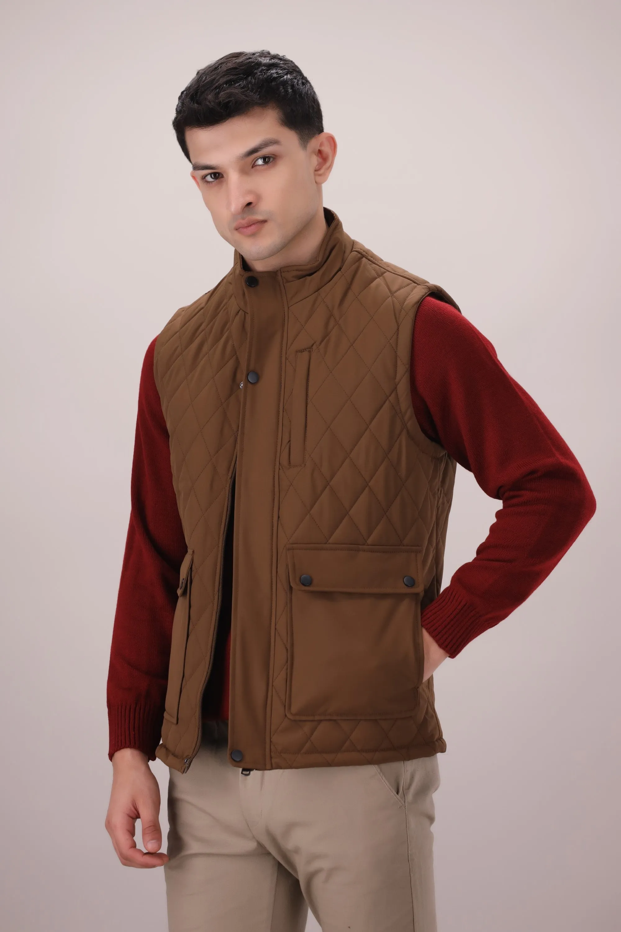 Brown Sleeveless Jacket