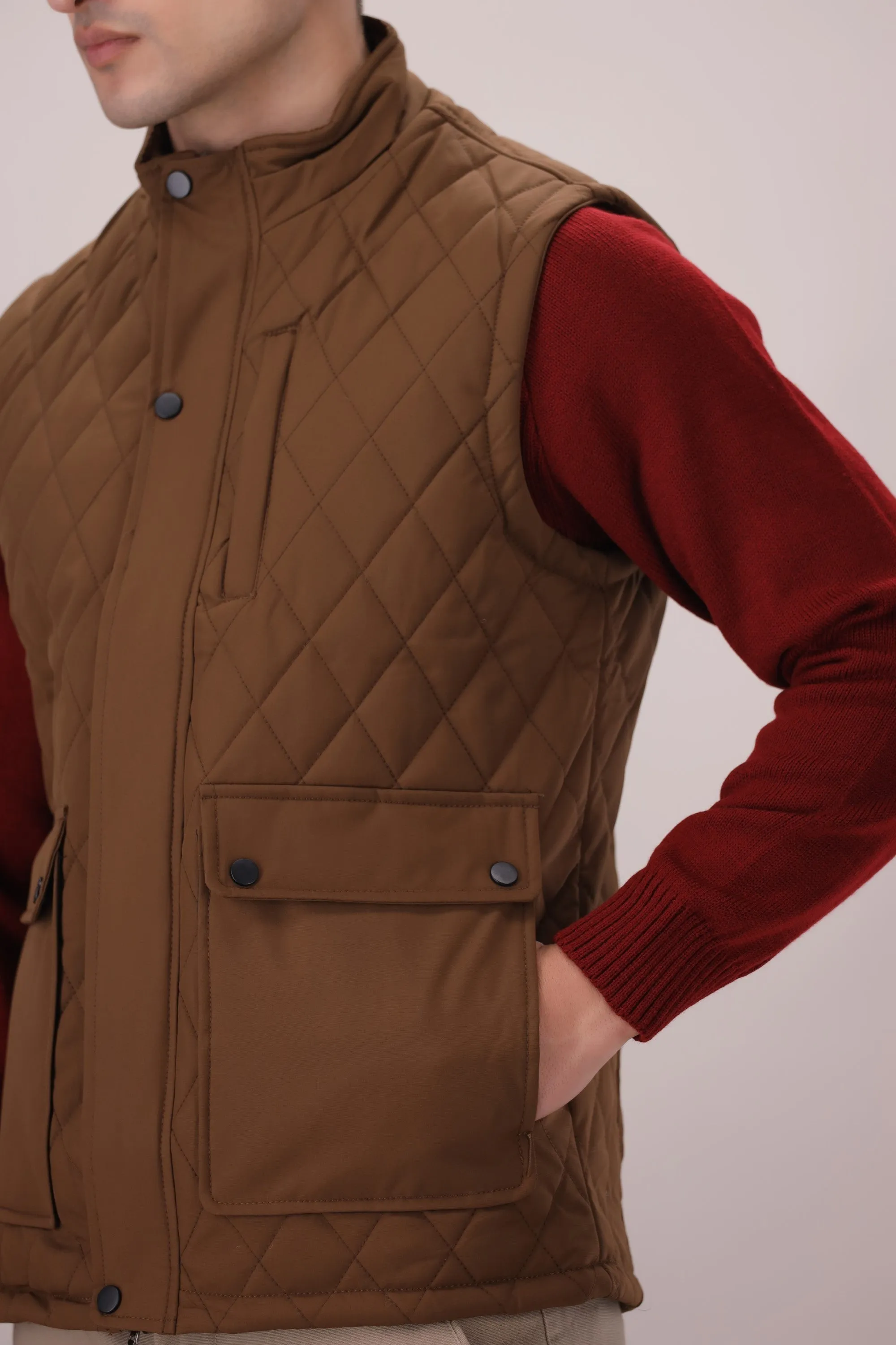 Brown Sleeveless Jacket