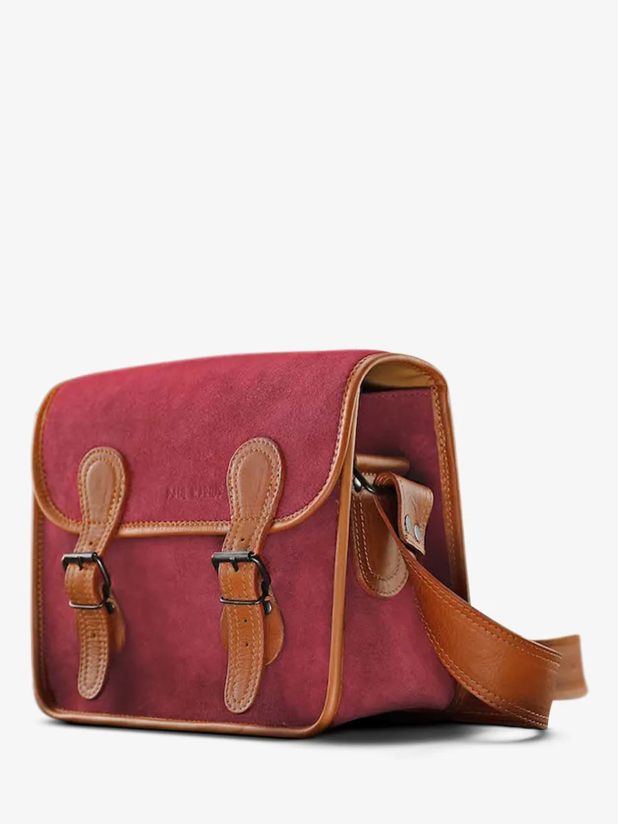 Burgundy Leather Shoulder Bag - LaSacoche S Pampa Light Brown / Raisin | PAUL MARIUS