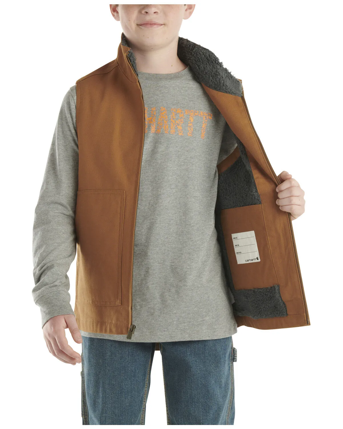 Carhartt Little Boys' Canvas Sherpa Lined Vest