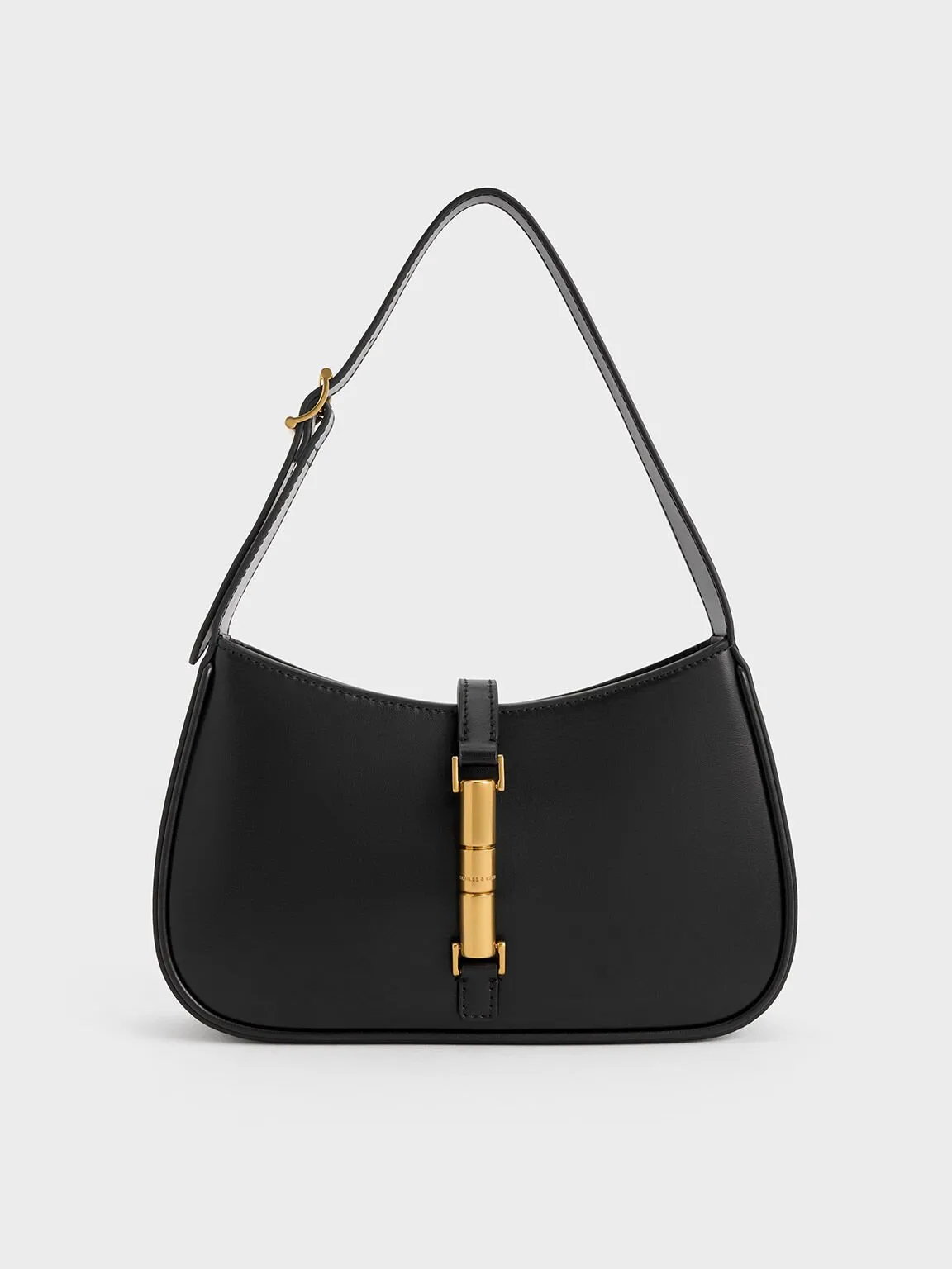 Cesia Metallic Accent Shoulder Bag - Black