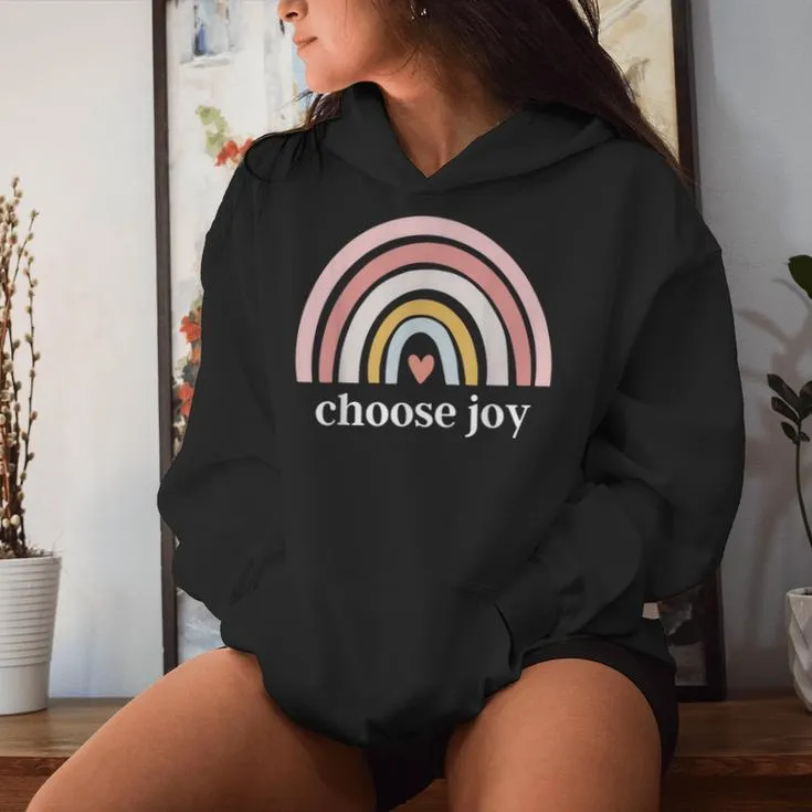 Choose Joy Rainbow Heart Inspirational Motivational Women Hoodie