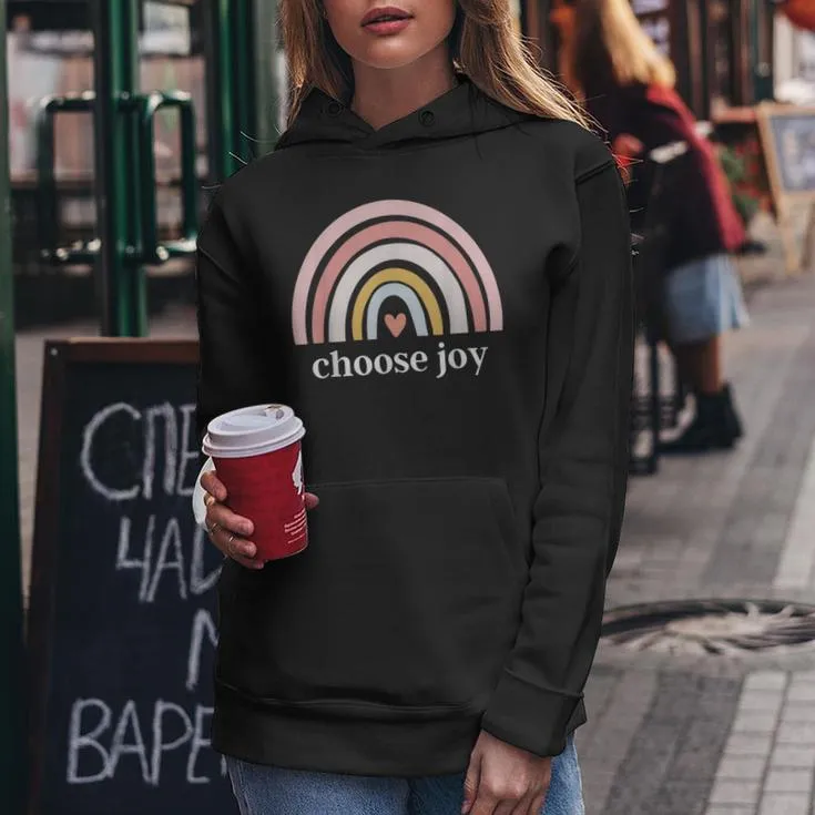 Choose Joy Rainbow Heart Inspirational Motivational Women Hoodie