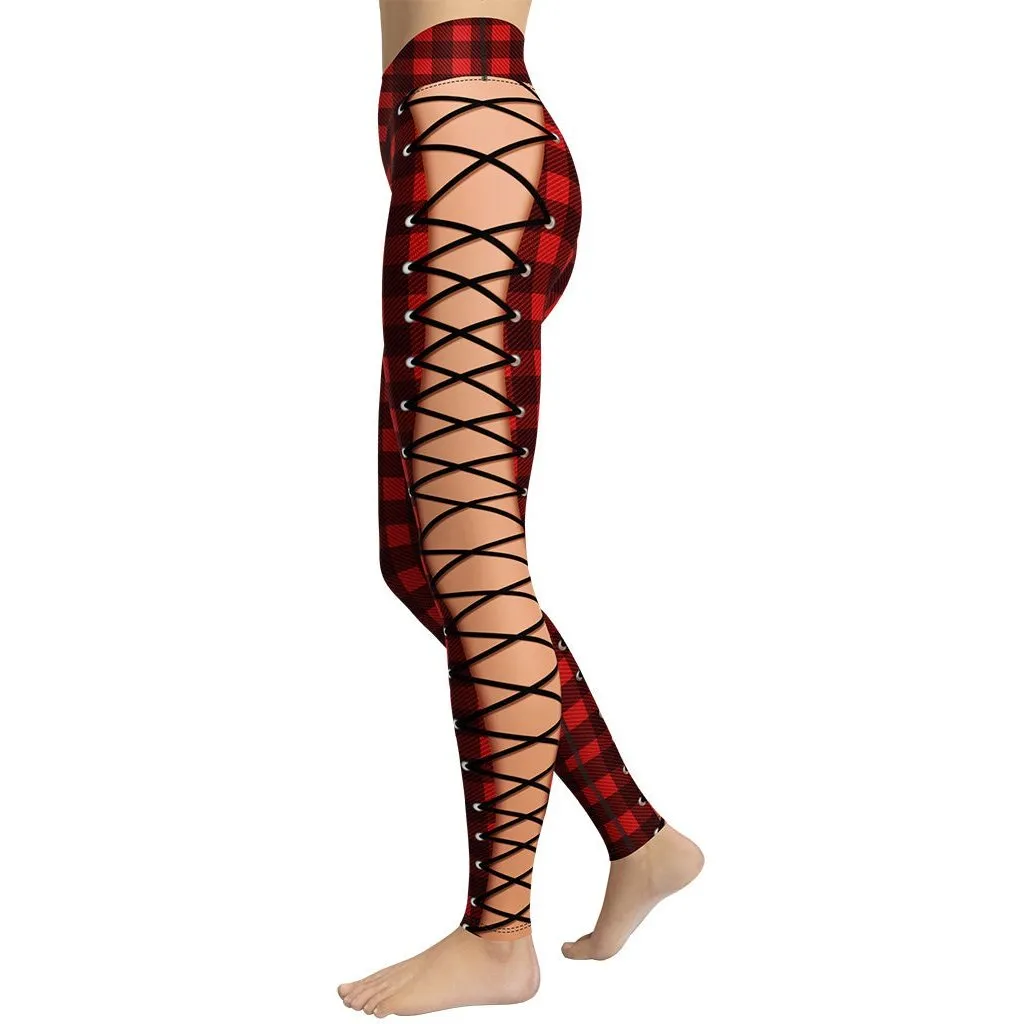 Christmas Lace Up Yoga Leggings